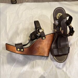 Tory Burch Brown Wedge Sandals with Platform